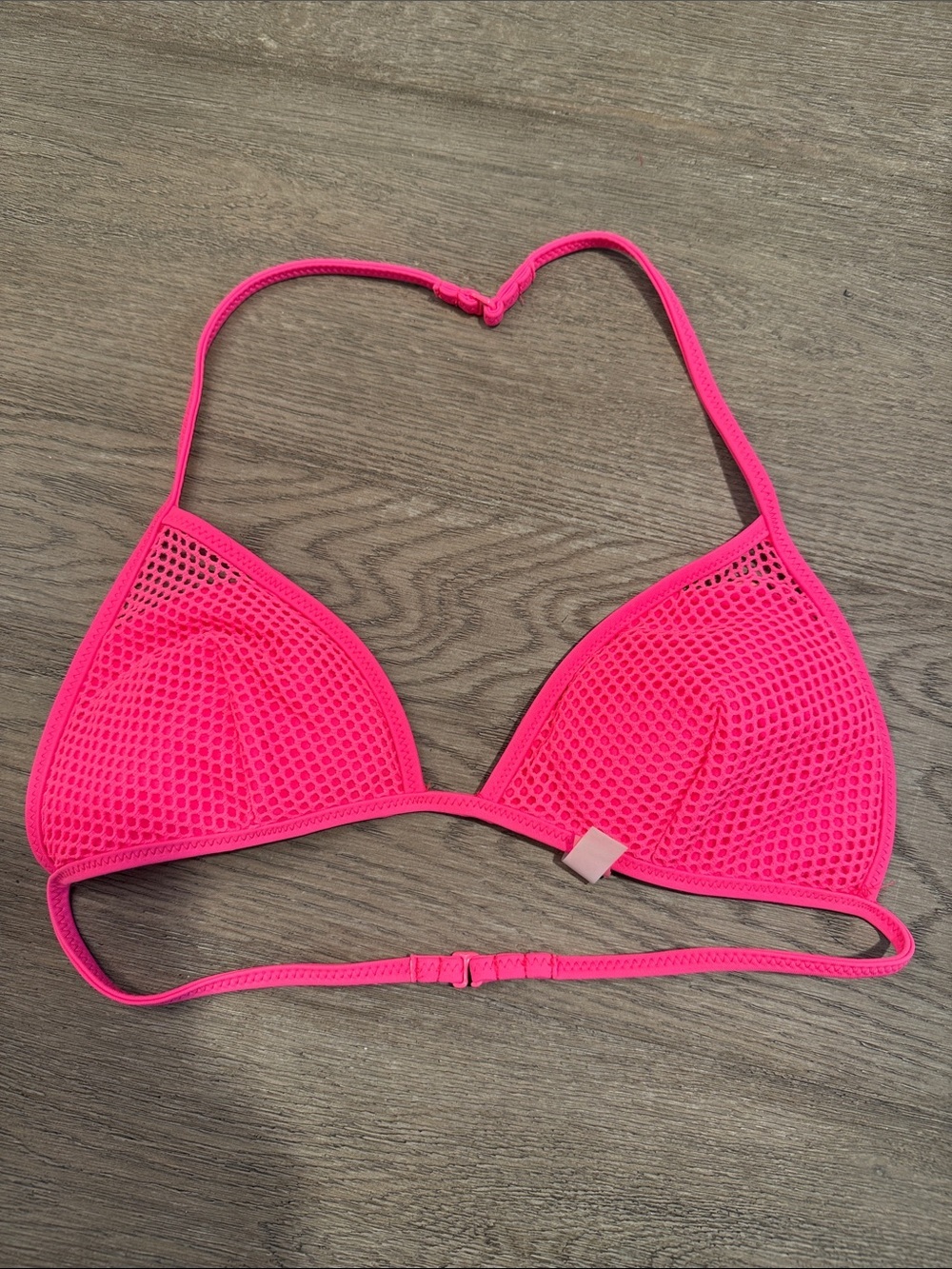 Women's Neon Pink padded Mesh Triangle Bikini top size small